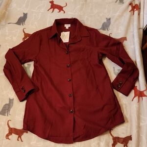 LulaRoe Abigail Burgundy Shacket